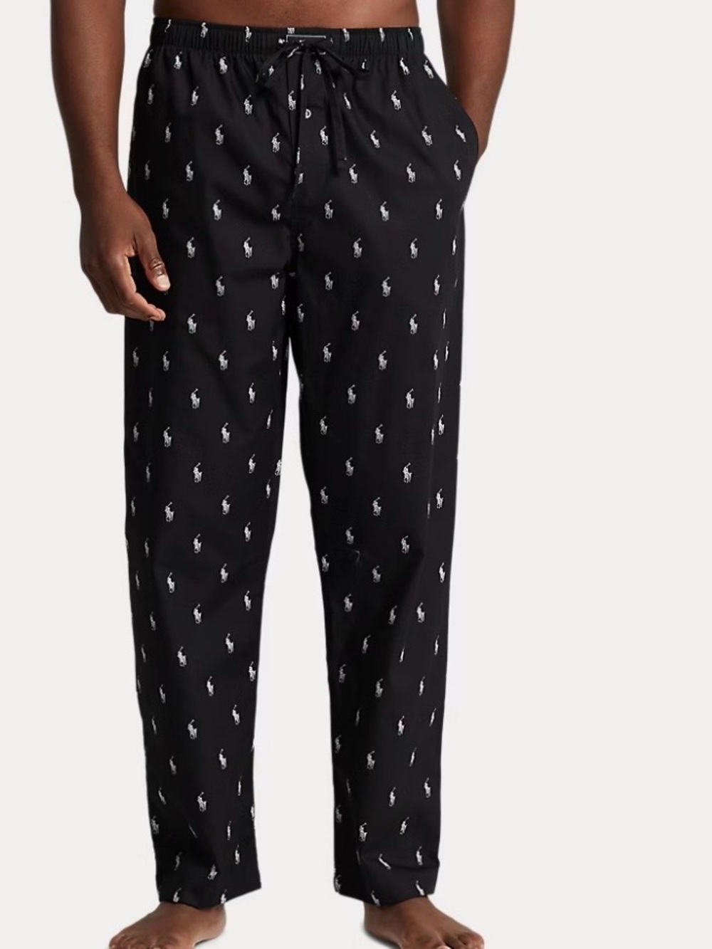 Polo Ralph Lauren Pony Print Pajama Pants Black Cotton Lounge Sleepwear L